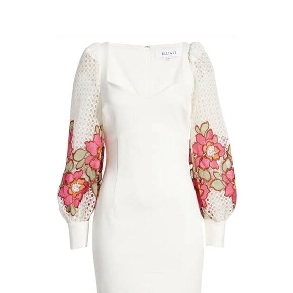 Elliatt Juke Embroidered Balloon Sleeve Mini Dress NWT Size Small - Picture 3 of 10